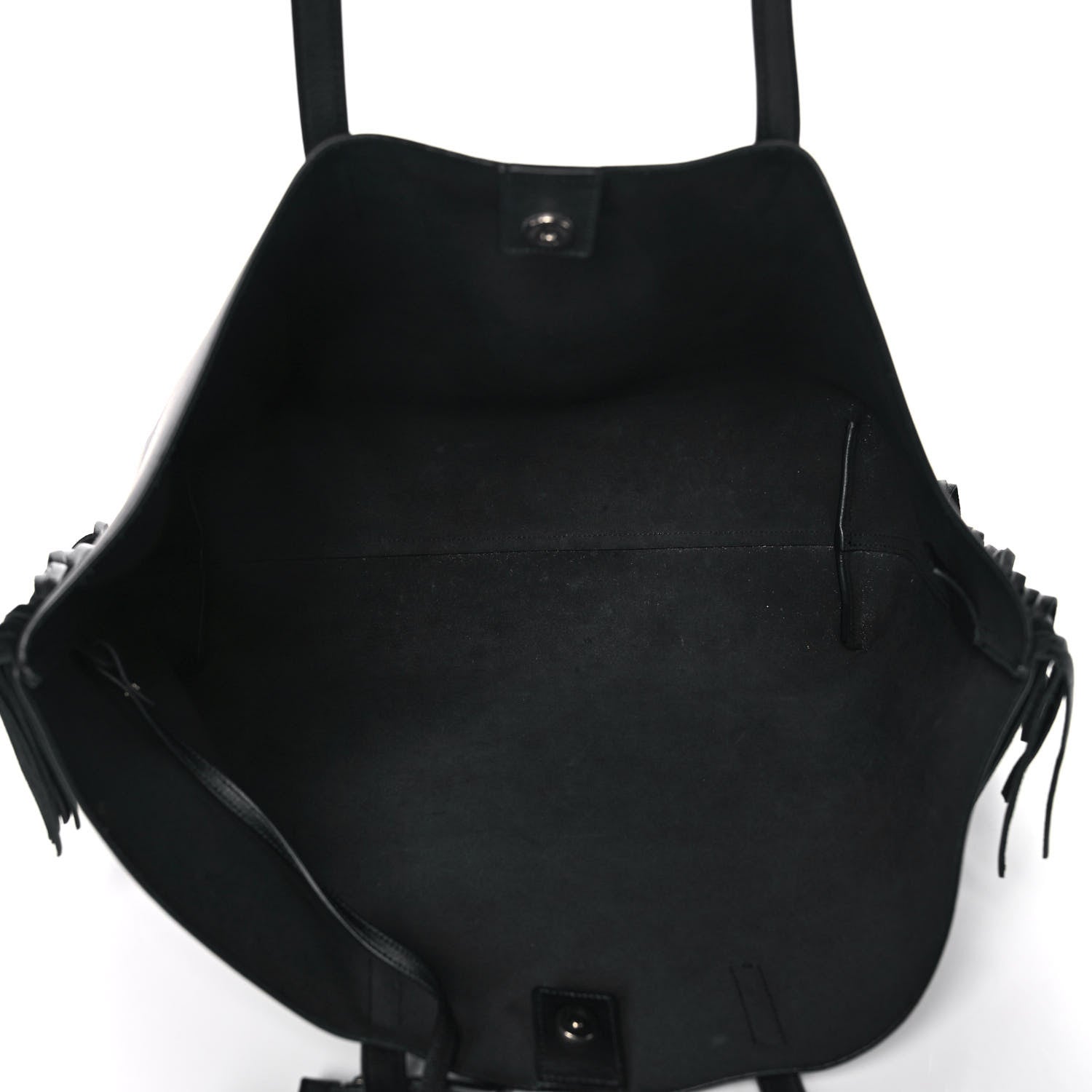 Saint Laurent Calfskin Large Fringe Shopping Tote Black 5 of 10
