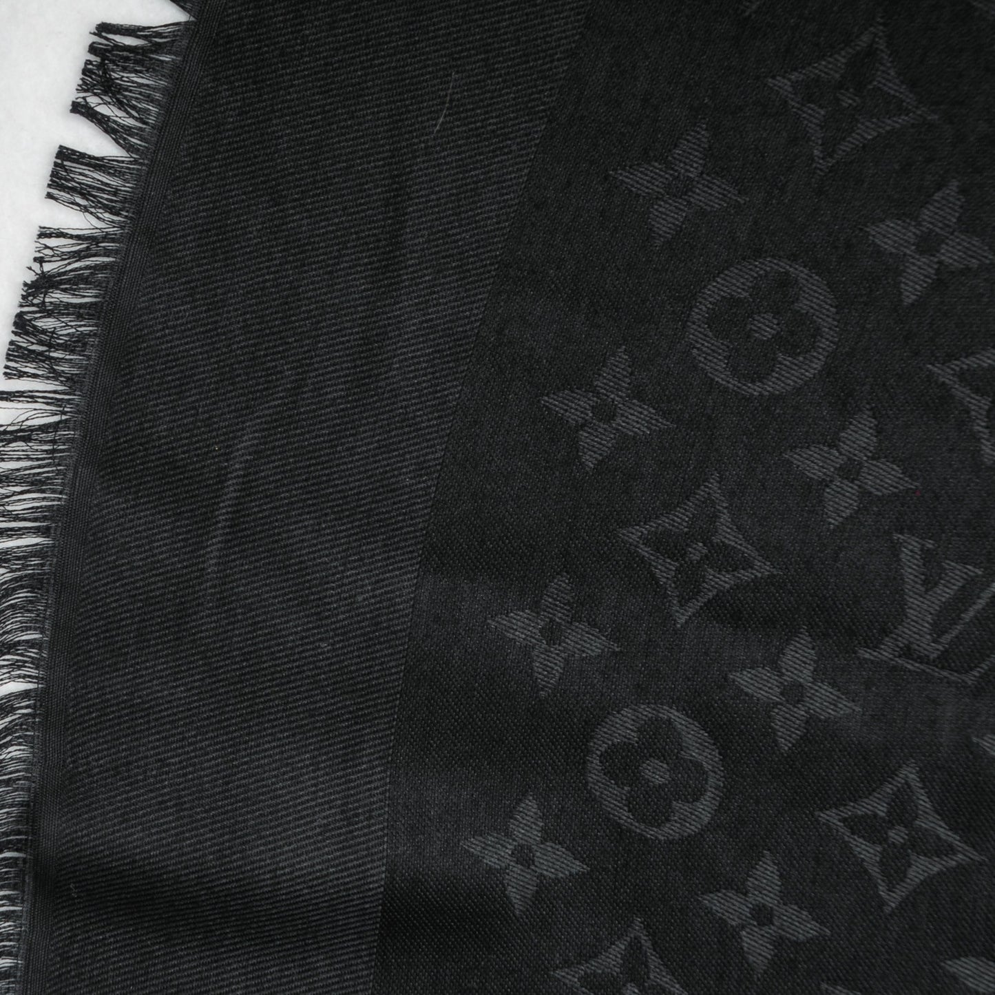 Silk Wool Monogram Shawl Black