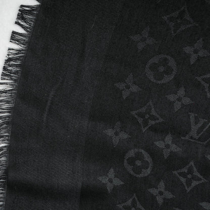 Louis Vuitton Silk Wool Monogram Shawl Black 7 of 7