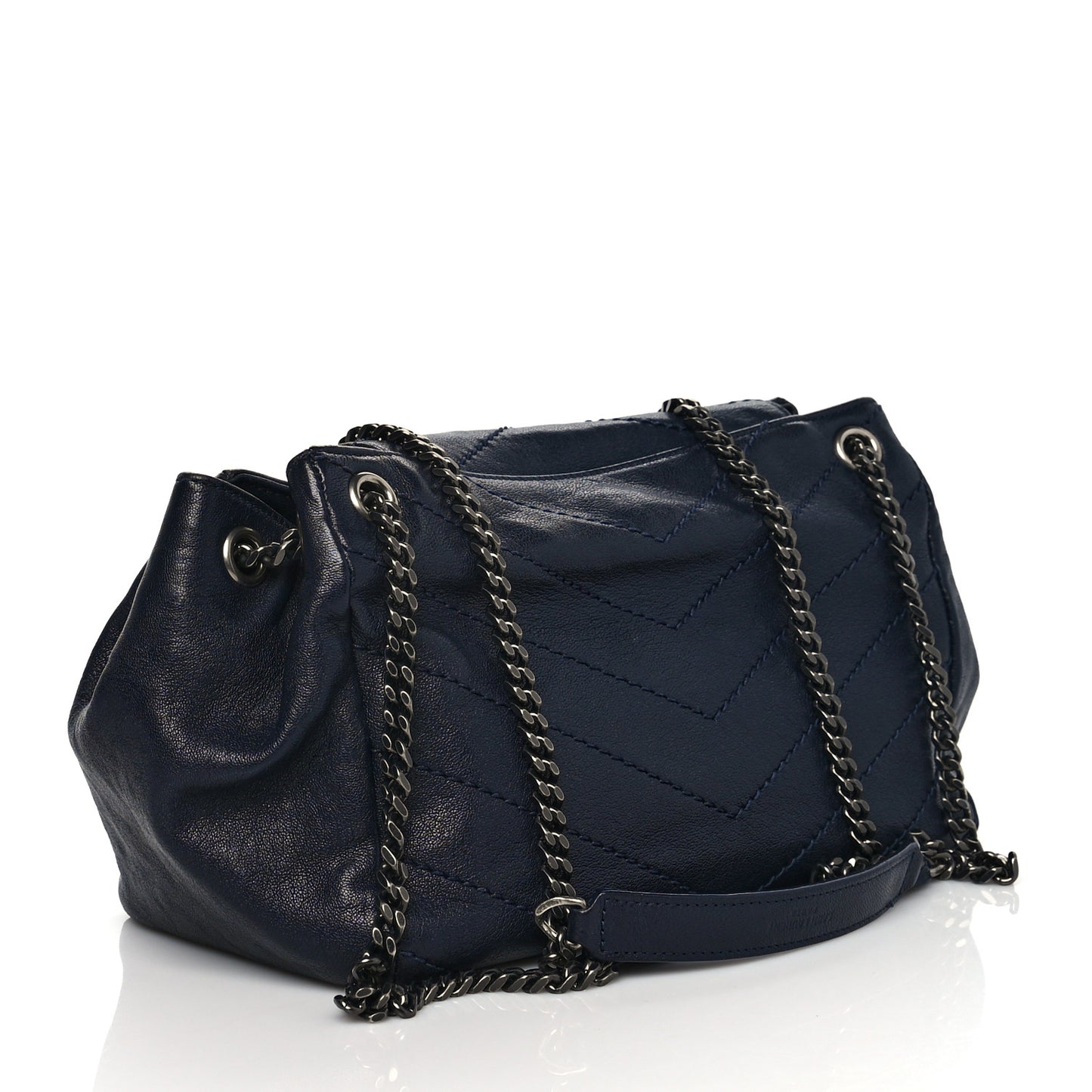 Vintage Lambskin Chevron Monogram Small Nolita Blue