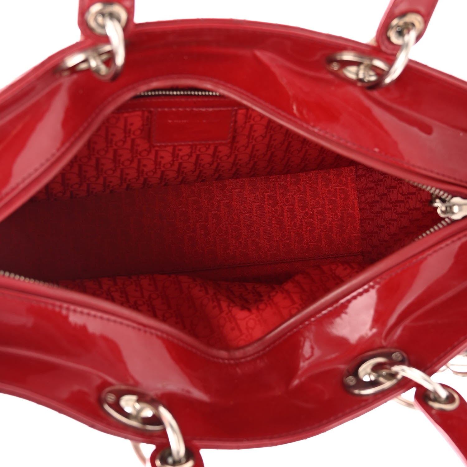 Christian Dior Patent Cannage Large Lady Dior Red 5 of 11