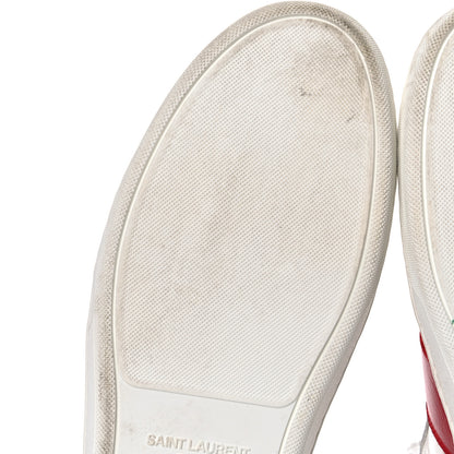 Saint Laurent Calfskin Court Classic SL/10H High Top Sneakers 43 White Red 6 of 25