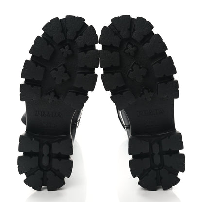 Prada Spazzolato Rois Re-Nylon Metal Triangle Logo Monolith Pouch Pocket 55mm Tall Boots 37 Black 5 of 8