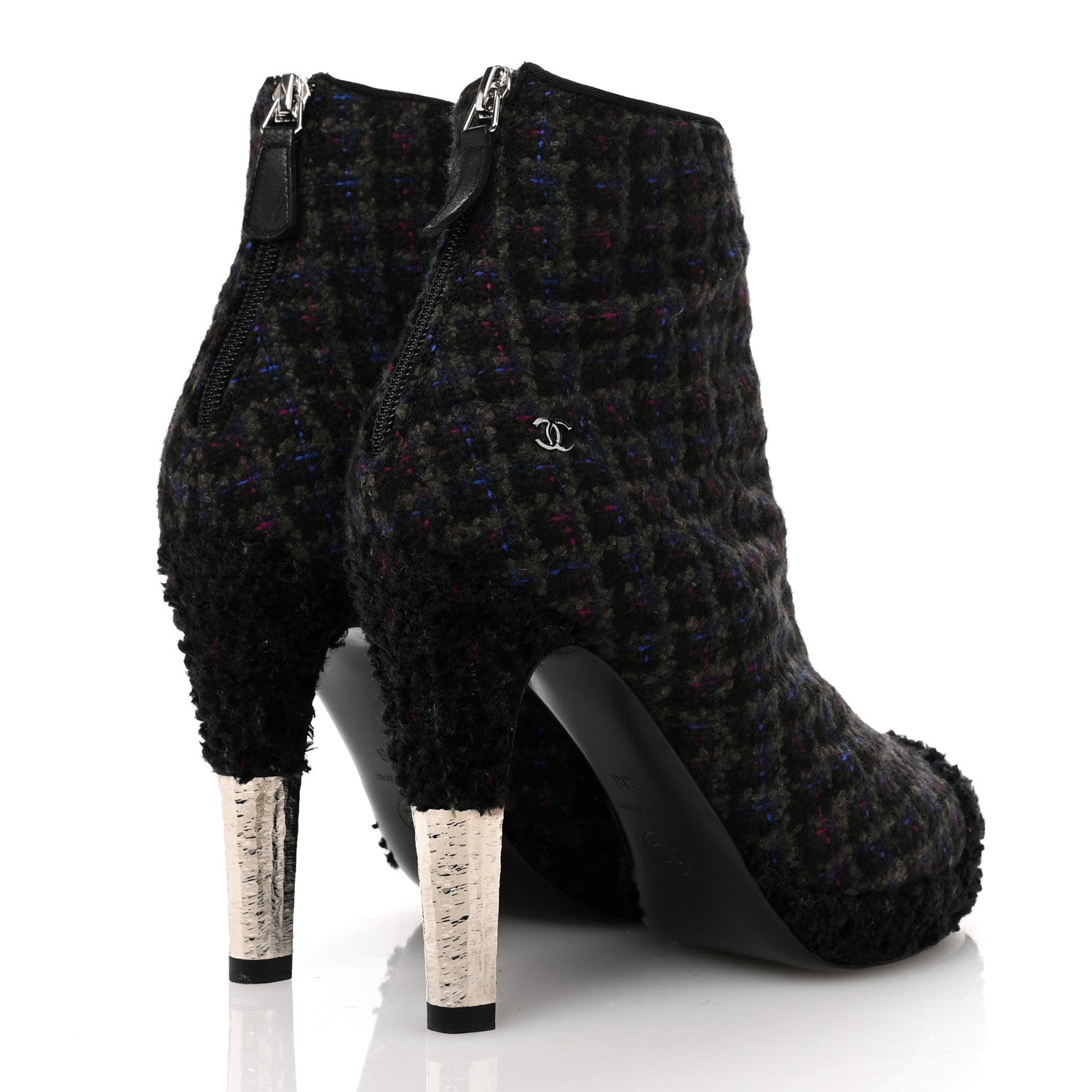 Chanel Tweed Short Ankle Boots 38 Multicolor 5 of 10