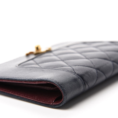 Chanel Sheepskin Quilted Mademoiselle Vintage Yen Wallet Navy 8 of 13