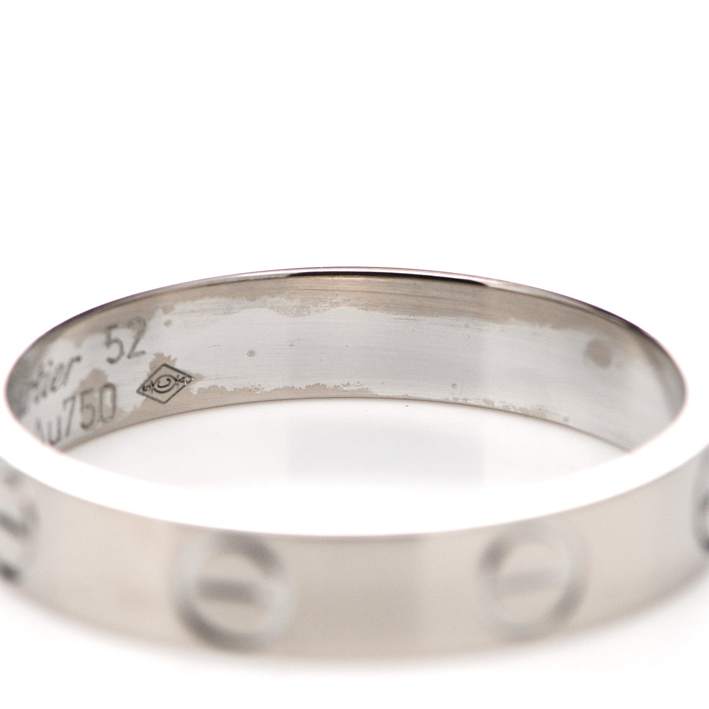 18K White Gold 3.5mm LOVE Wedding Band Ring 52 6