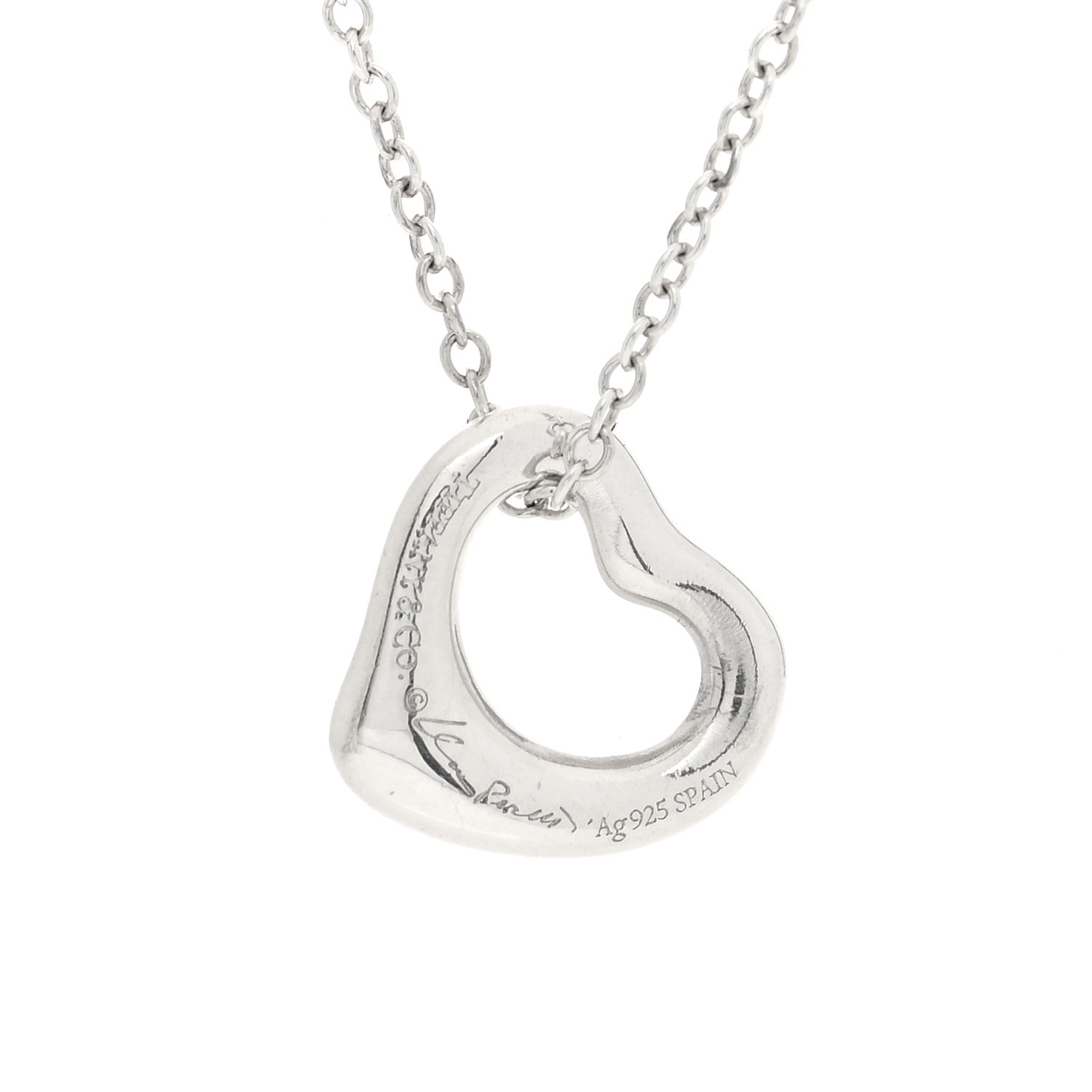 Tiffany Sterling Silver 11mm Elsa Peretti Open Heart Pendant Necklace 5 of 5