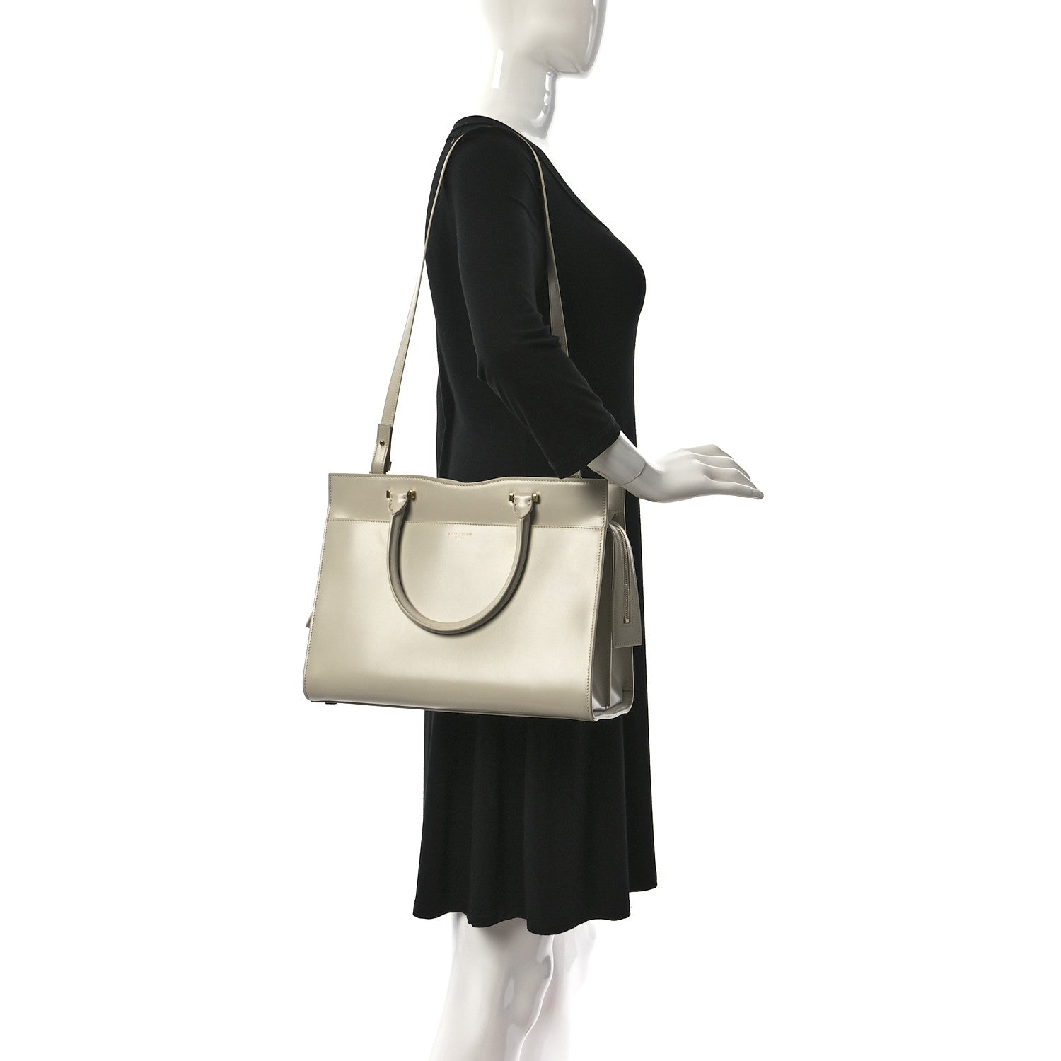 Saint Laurent Shiny Calfskin Medium Uptown Tote White 2 of 11