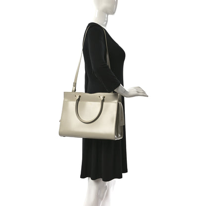 Saint Laurent Shiny Calfskin Medium Uptown Tote White 2 of 11