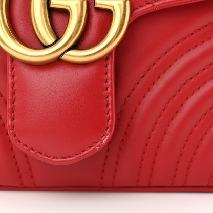 Gucci Calfskin Matelasse Mini GG Marmont Top Handle Shoulder Bag Hibiscus Red 11 of 11