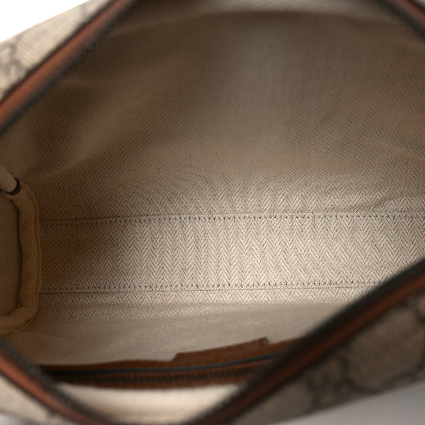 GG Supreme Monogram Textured Calfskin Emblem Small Crossbody Beige Dark Brown