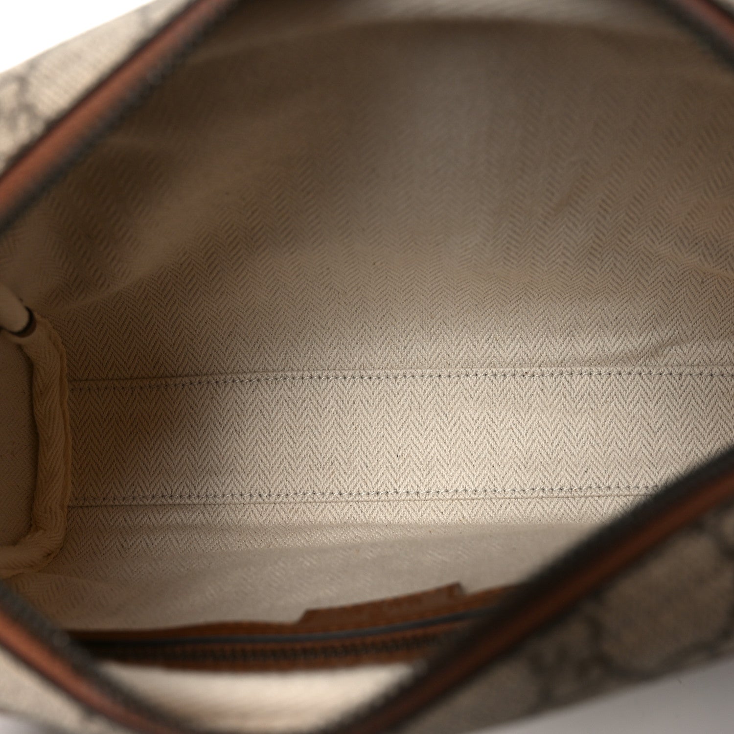 Gucci GG Supreme Monogram Textured Calfskin Emblem Small Crossbody Beige Dark Brown 5 of 10