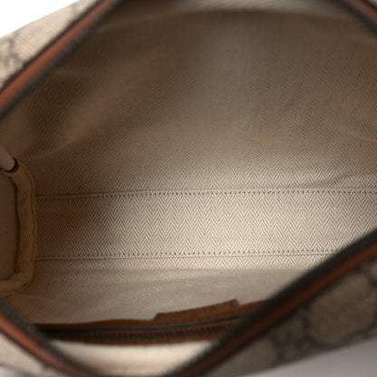 Gucci GG Supreme Monogram Textured Calfskin Emblem Small Crossbody Beige Dark Brown 5 of 10