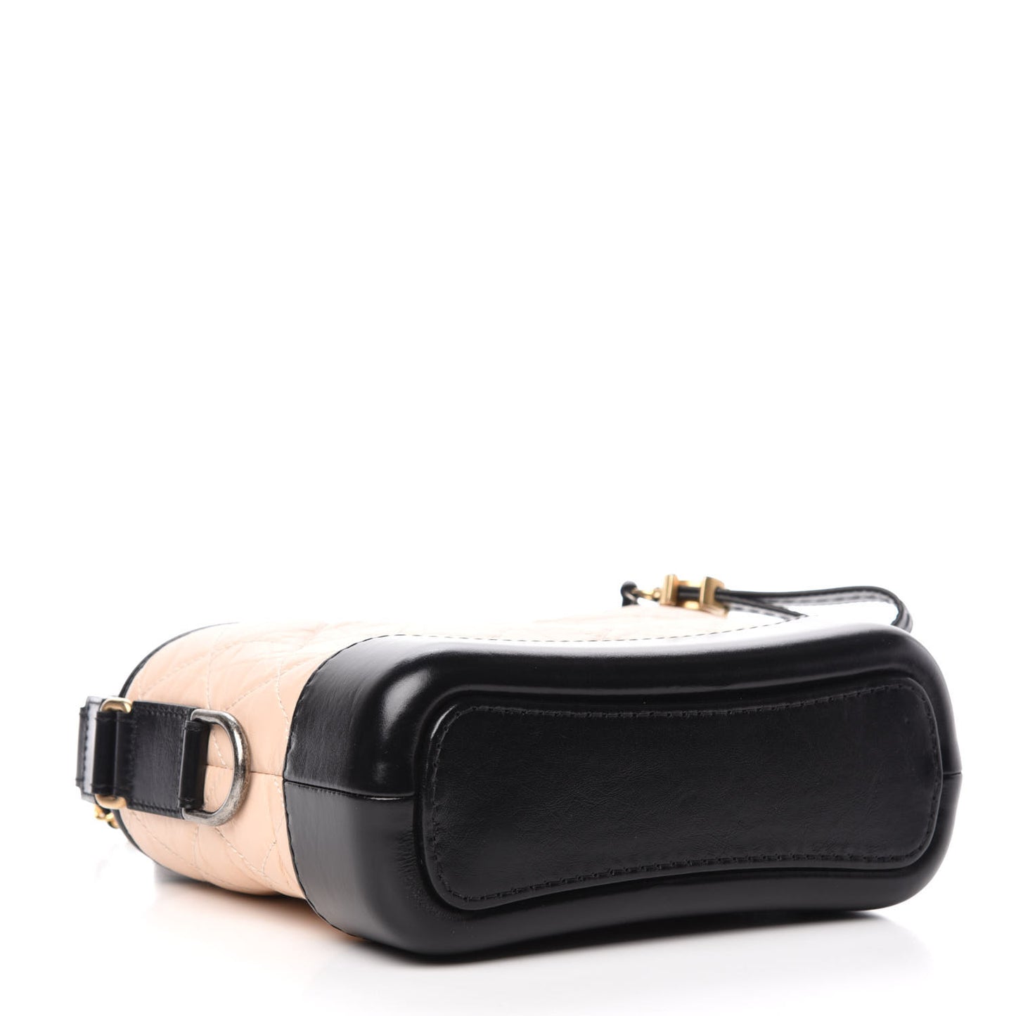 Aged Calfskin Quilted Small Gabrielle Hobo Beige Black