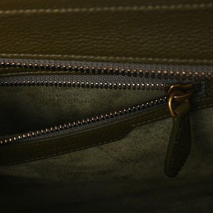 Celine Drummed Calfskin Micro Luggage Dark Olive 7 of 10