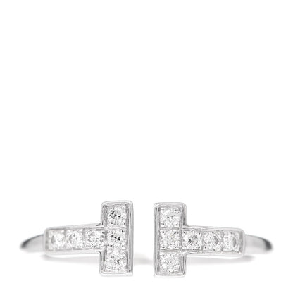 Tiffany 18K White Gold Diamond T Wire Ring 51 5.75 1 of 4