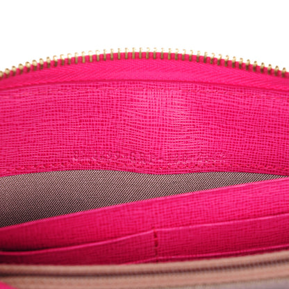 Fendi Zucca Spalmati Vitello Elite Zip Around Wallet Tobacco Ciclamino 8 of 9