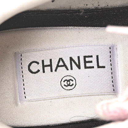 Chanel Tweed Suede Calfskin Womens CC Sneakers 38.5 Pink Ecru 6 of 7