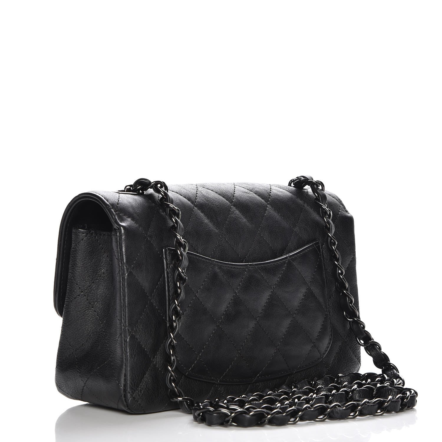 Chanel Crumpled Calfskin Quilted Mini Rectangular Flap So Black 3 of 8