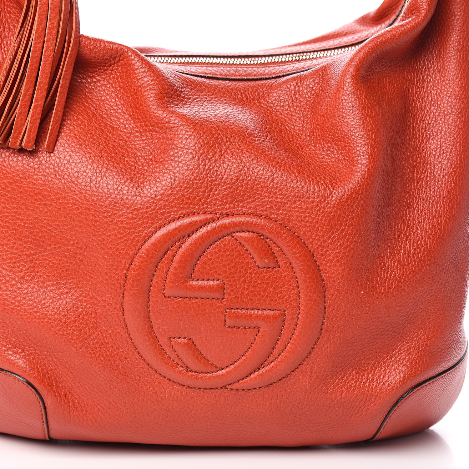Gucci Pebbled Calfskin Medium Soho Chain Hobo Sun Orange 11 of 11