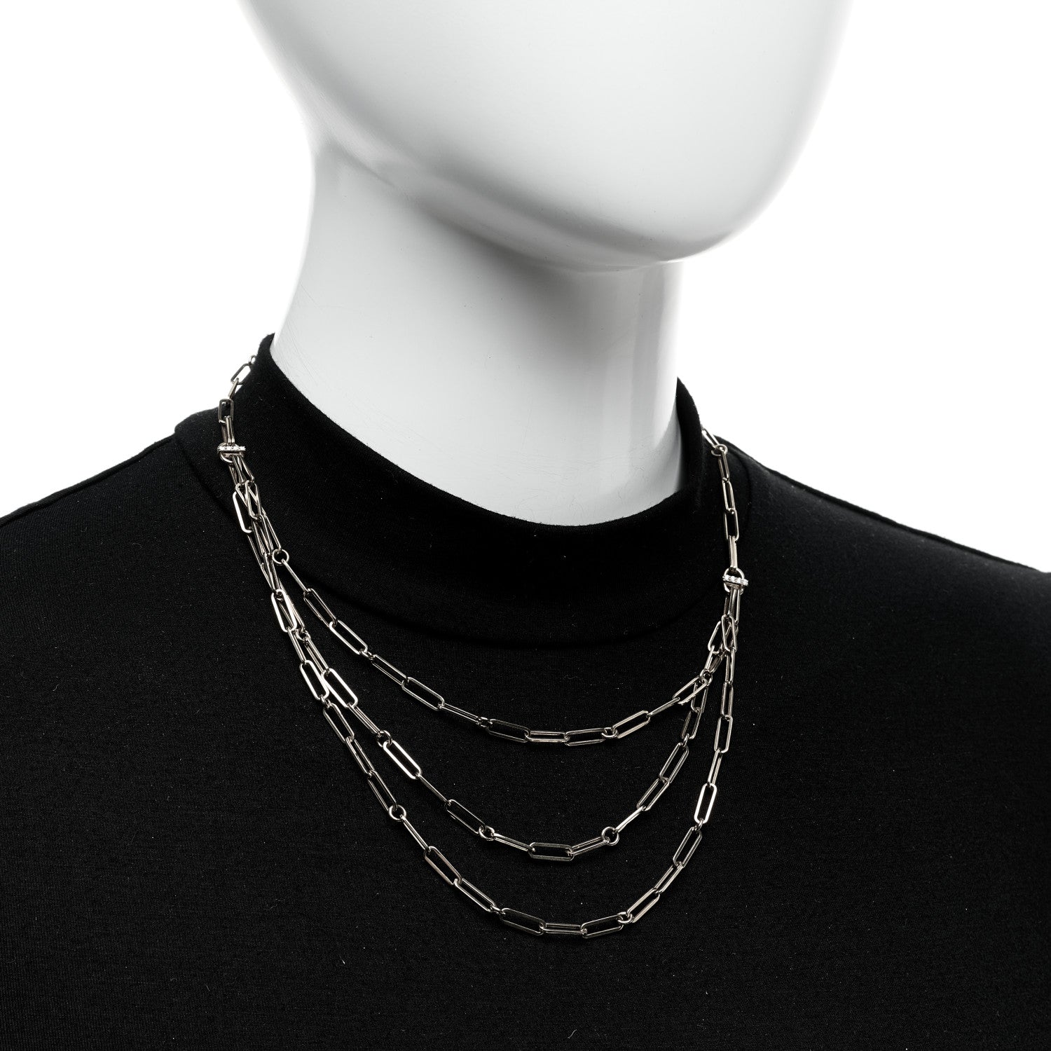 Roberto Coin 18K Yellow Gold Diamond Paperclip Triple Strand Bib Necklace 2 of 6