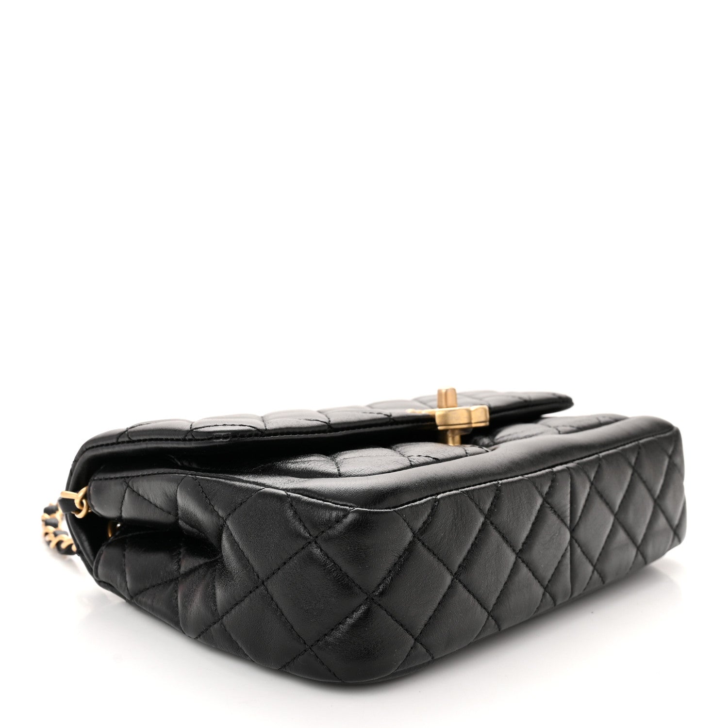 Chanel Shiny Lambskin Quilted Small Daily Friend Flap Black 4 of 10