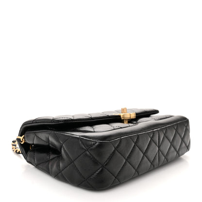 Chanel Shiny Lambskin Quilted Small Daily Friend Flap Black 4 of 10
