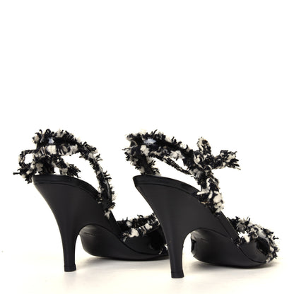 Chanel Patent Tweed Slingback Sandals 38 Black 3 of 6