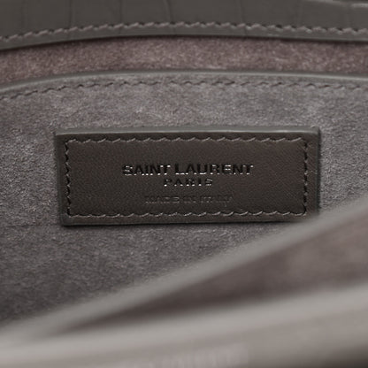 Saint Laurent Calfskin Crocodile Embossed Medium Monogram Sunset Fog 7 of 11