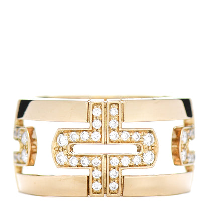 Bulgari 18K Yellow Gold Diamond Parentesi Ring 53 6.25 1 of 5