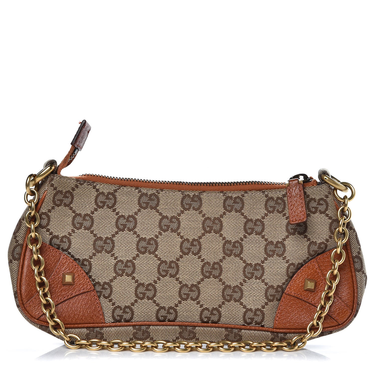 Gucci Monogram Horsebit Nail Chain Pochette Orange 1 of 10