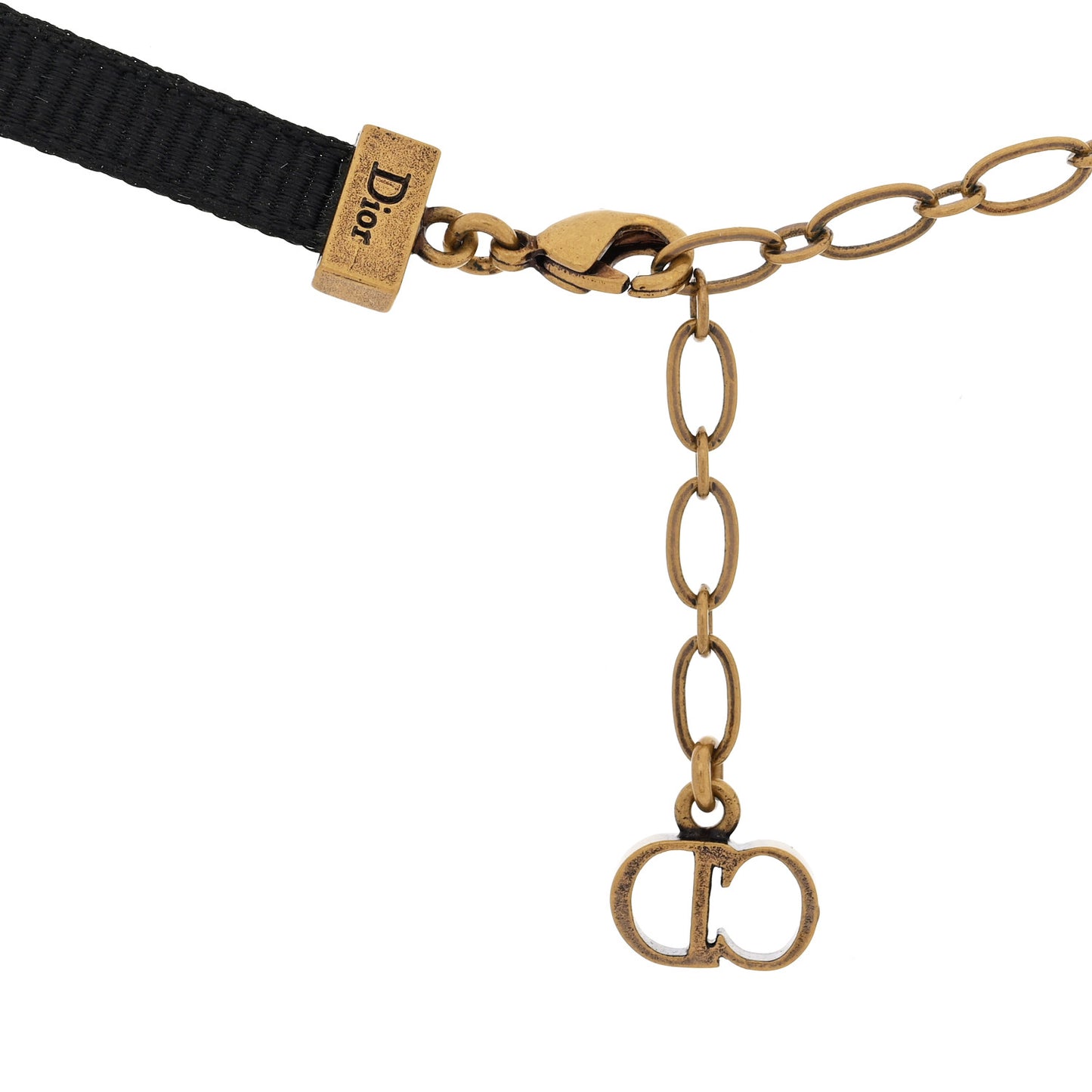 Grosgrain Ribbon J'Adior Logo Choker Necklace Black