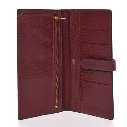 Hermes Courchevel Bearn Gusset Wallet Rouge H 4 of 8