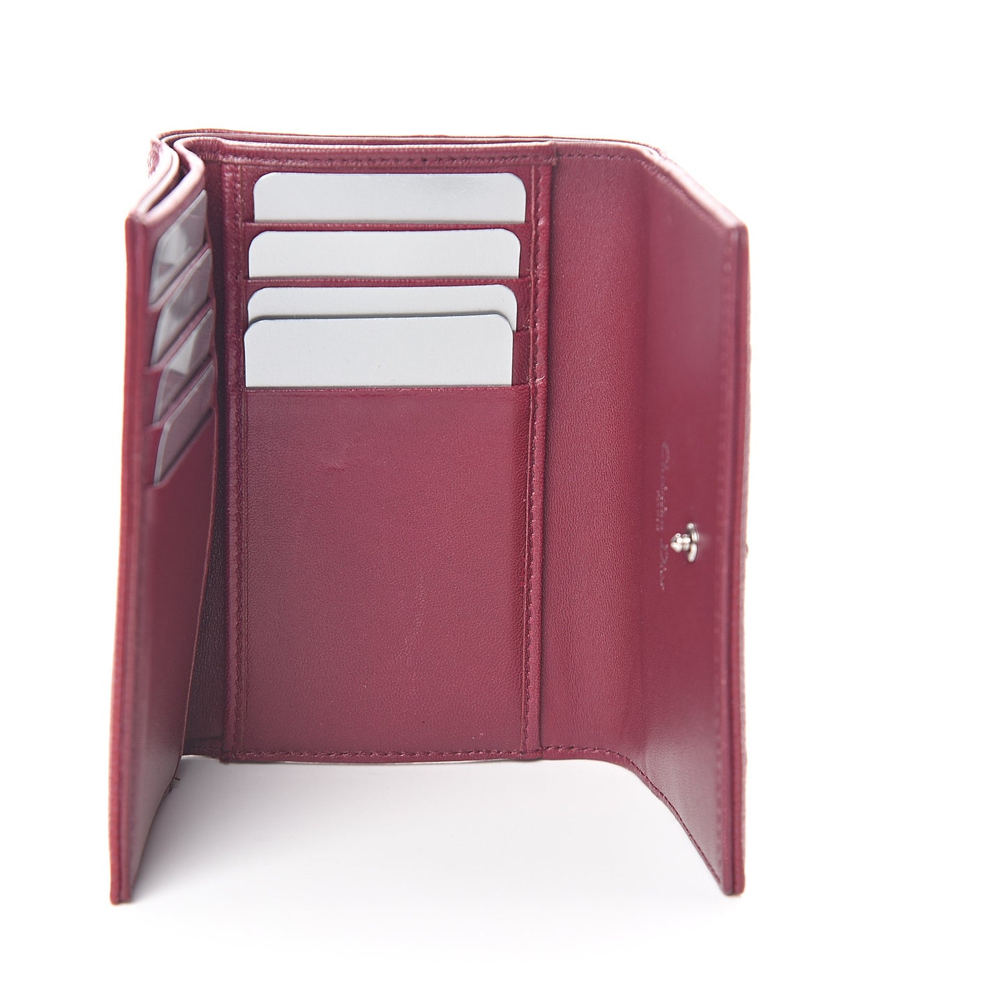 Grained Calfskin Cannage Diorama Elancee Wallet Burgundy
