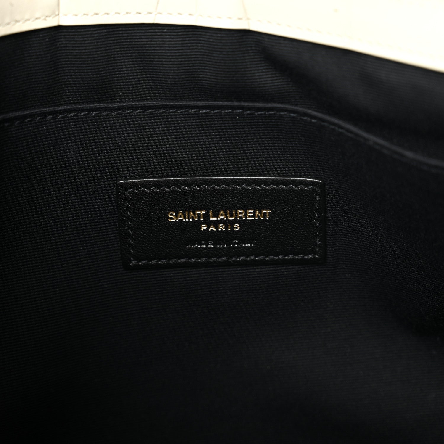 Saint Laurent Calfskin Crocodile Embossed Tablet Pouch Crema Soft 5 of 6