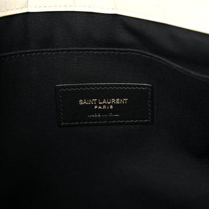 Saint Laurent Calfskin Crocodile Embossed Tablet Pouch Crema Soft 5 of 6