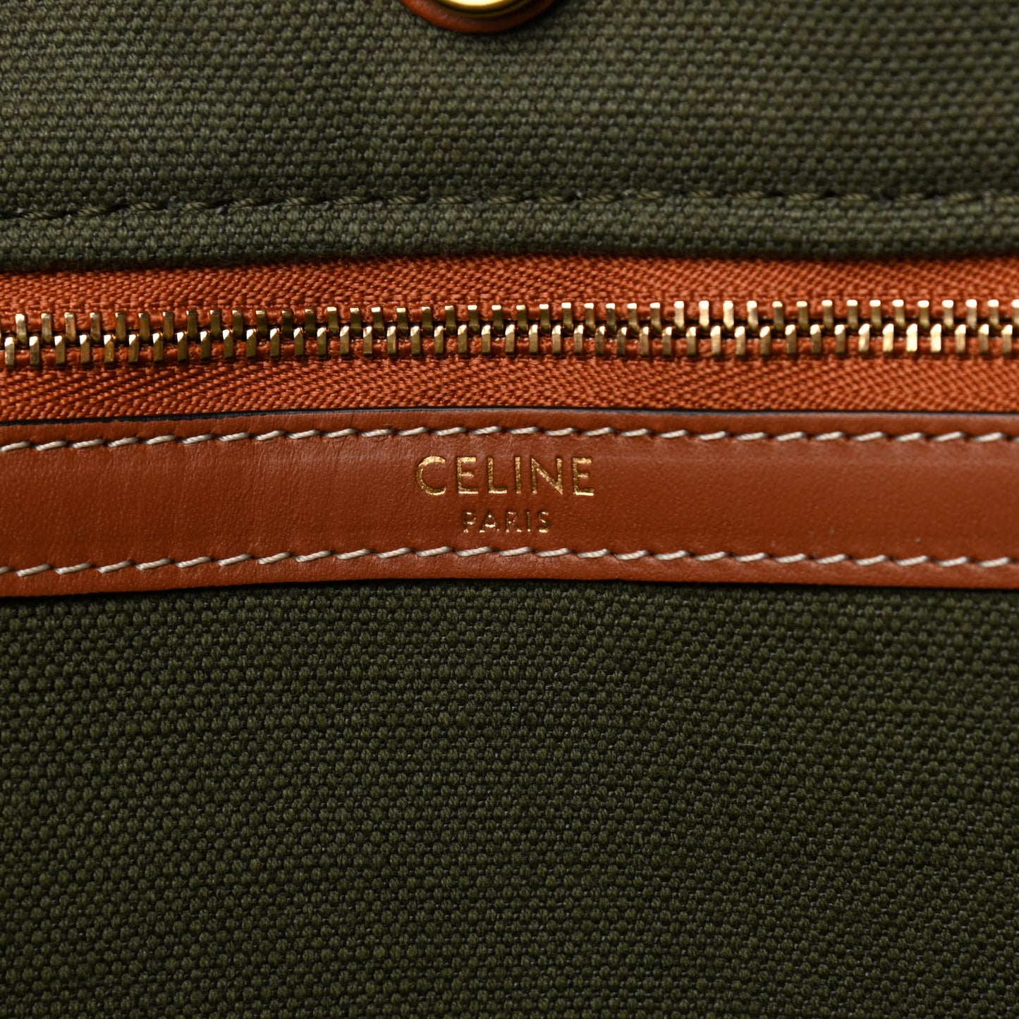 Canvas Calfskin Vertical Cabas Green