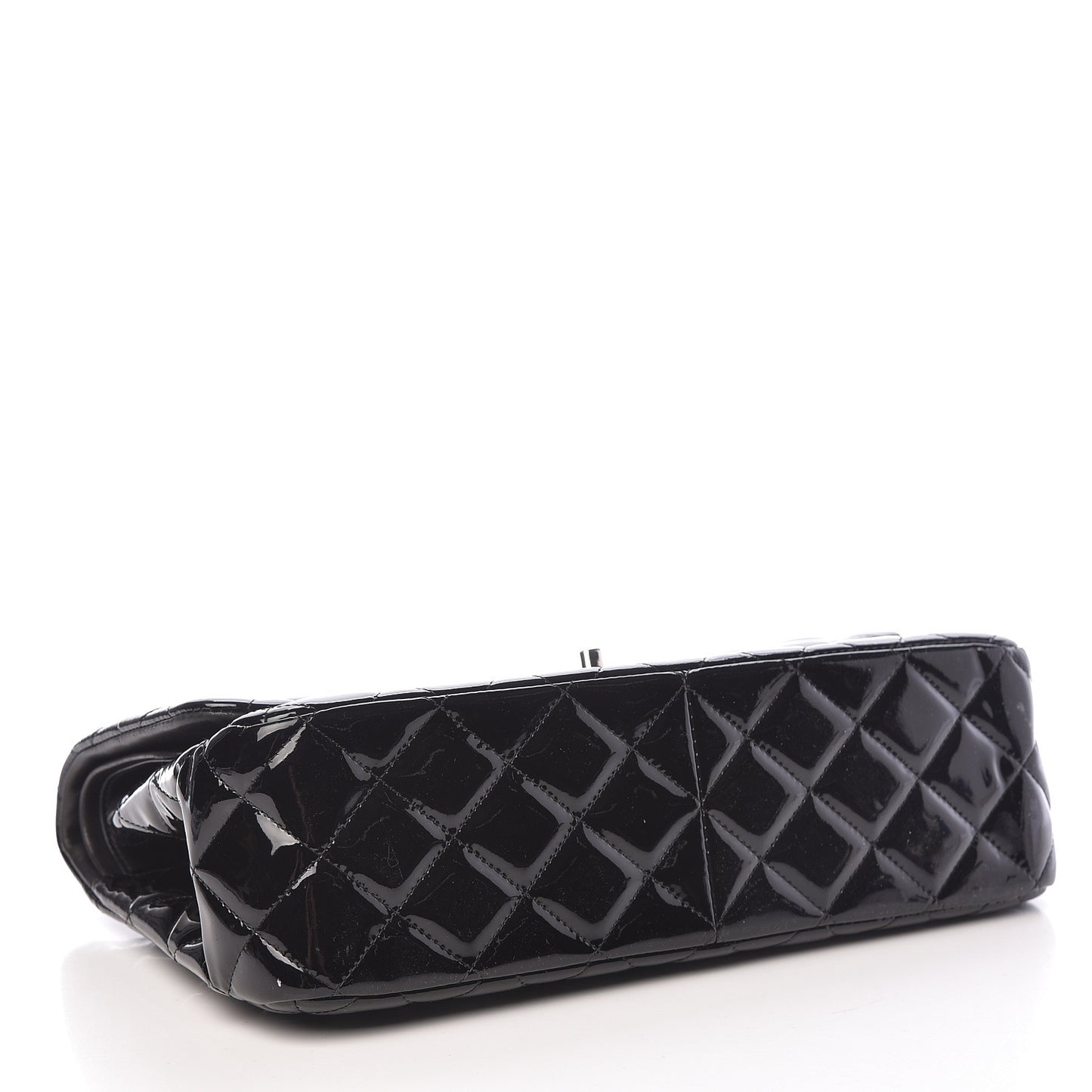 Patent Quilted Jumbo Double Flap Black