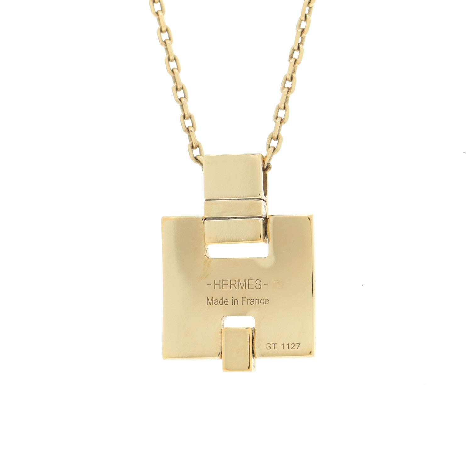 Hermes Gold Plated Lacquered Eileen Pendant Necklace Orange Fonce 12 of 12