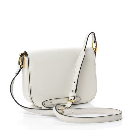 Prada Saffiano Lux Embleme Flap Shoulder Bag White 3 of 11
