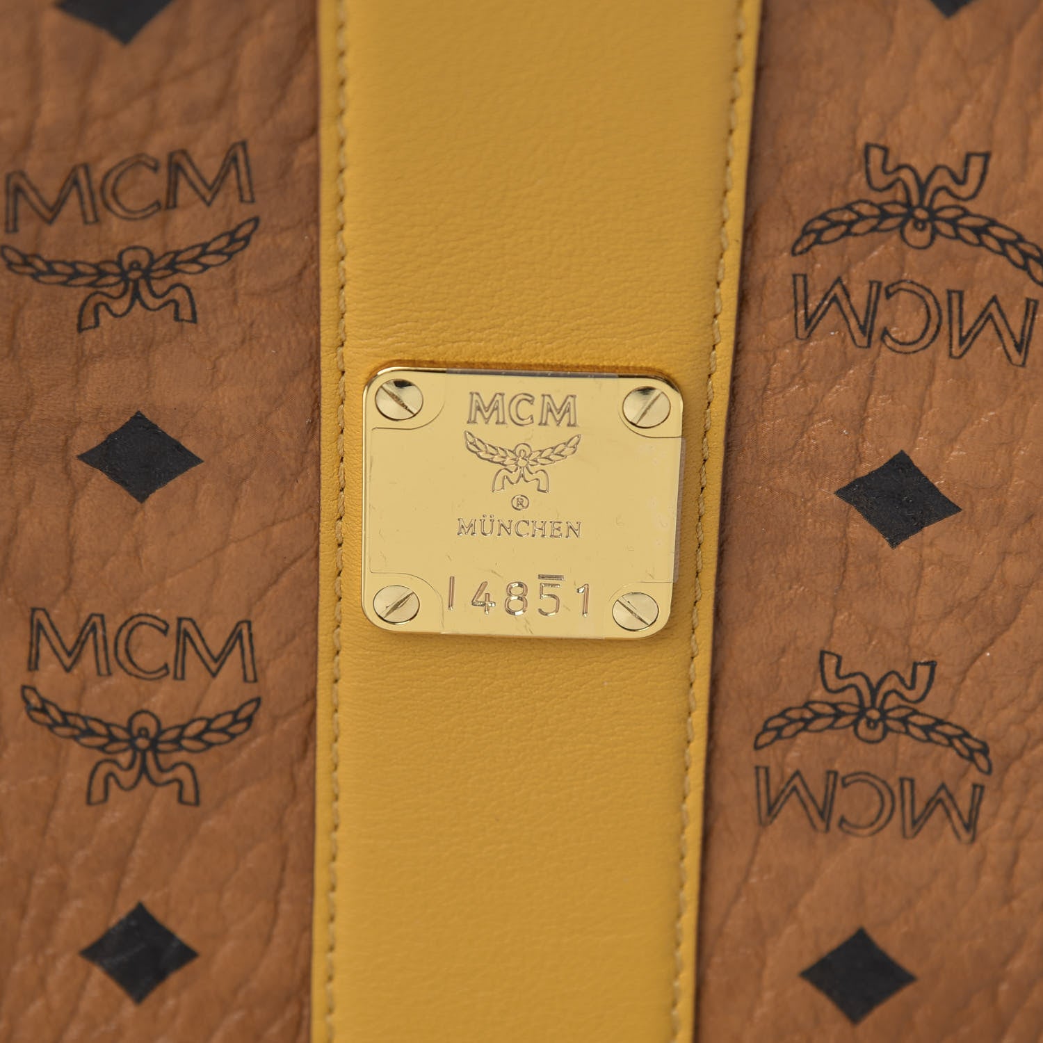 MCM Visetos Medium Liz Reversible Shopper Tote Cognac Yellow 10 of 14