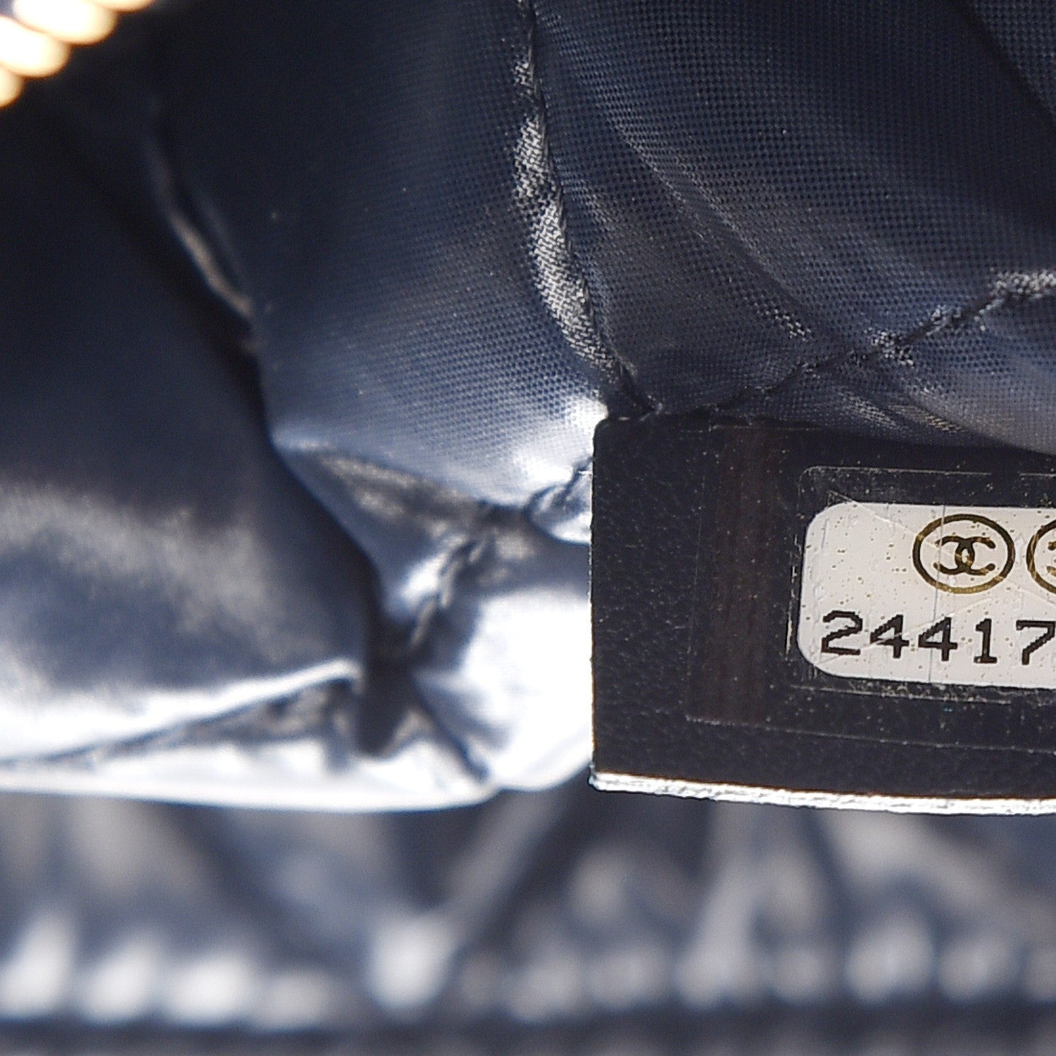 Chanel Velvet Quilted Large Cosmetic Case Navy 6 of 8