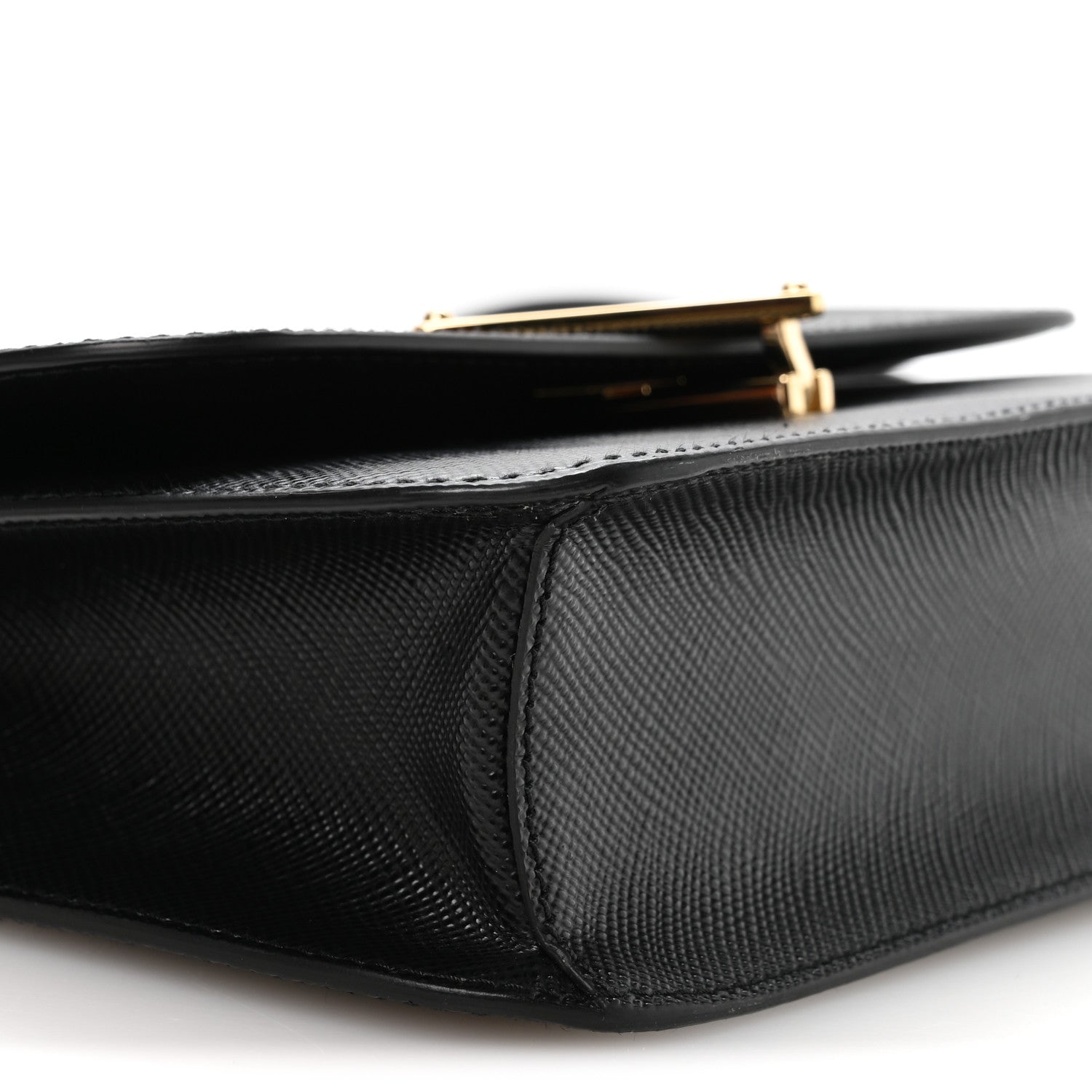 Prada Saffiano Cuir Triangle Embleme Flap Shoulder Bag Black 9 of 10