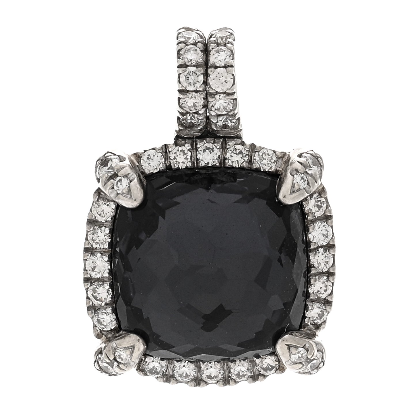 Sterling Silver Diamond Black Orchid 9mm Chatelaine Pendant