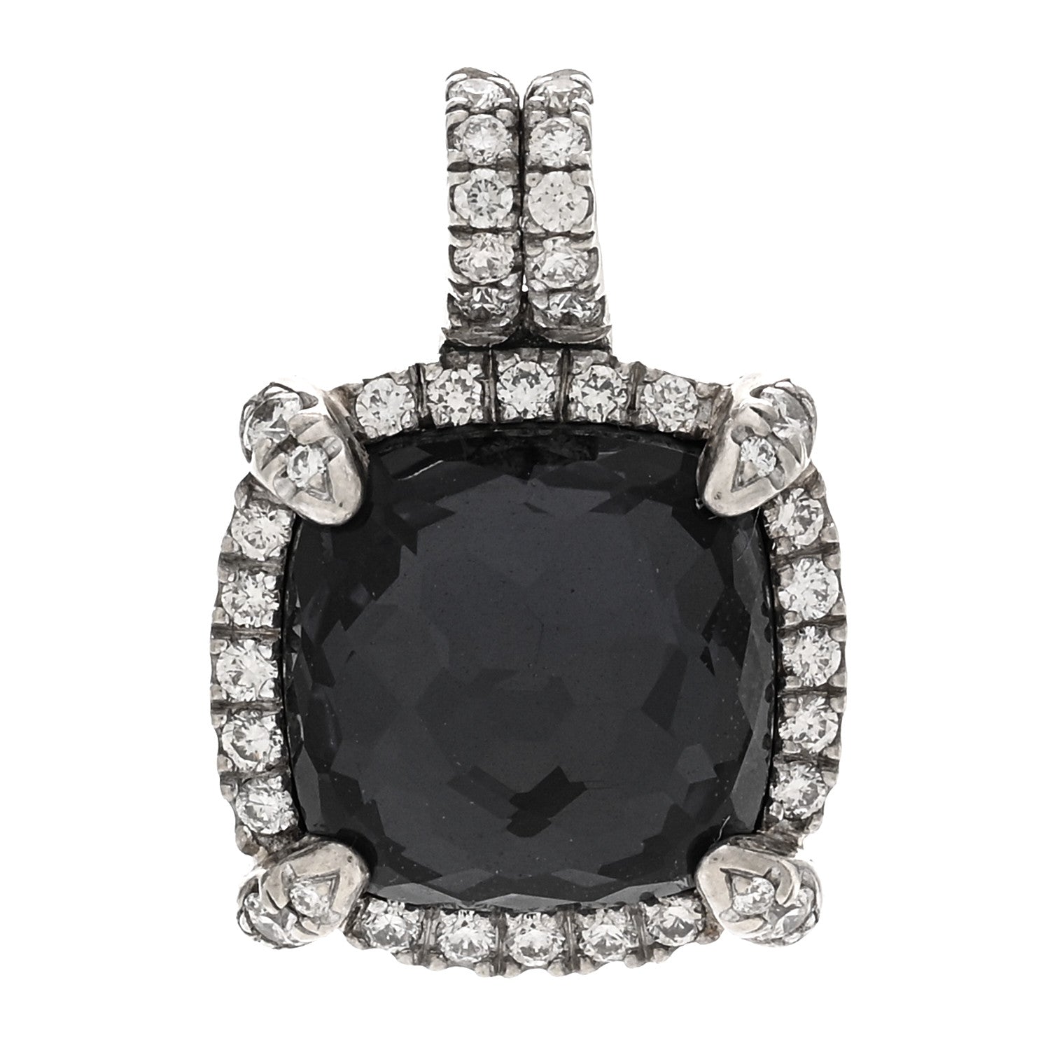 David Yurman Sterling Silver Diamond Black Orchid 9mm Chatelaine Pendant 1 of 3