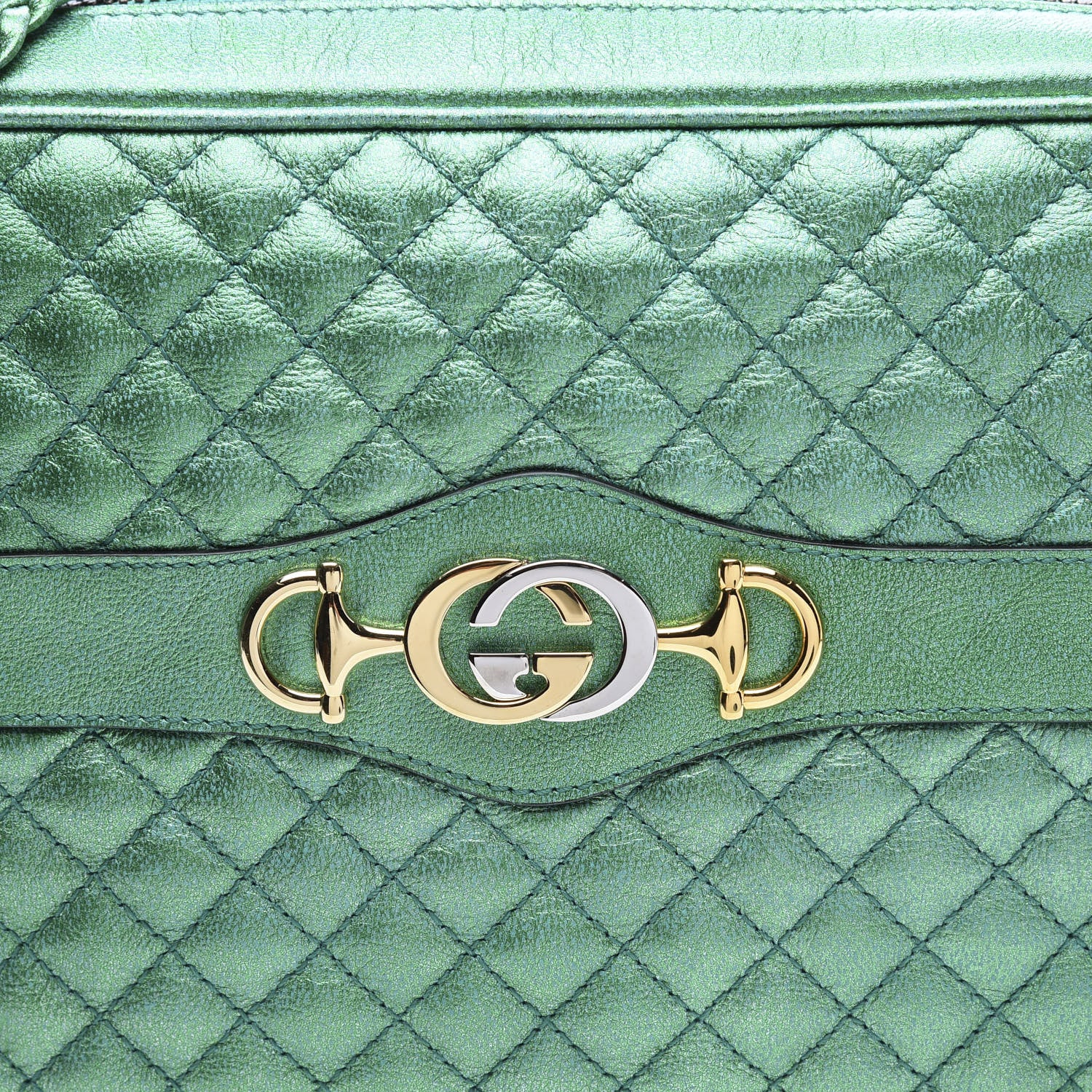 Gucci Laminated Nappa Trapuntata Small Zumi Shoulder Bag Jasmine Green 10 of 10