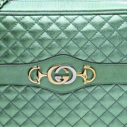 Gucci Laminated Nappa Trapuntata Small Zumi Shoulder Bag Jasmine Green 10 of 10