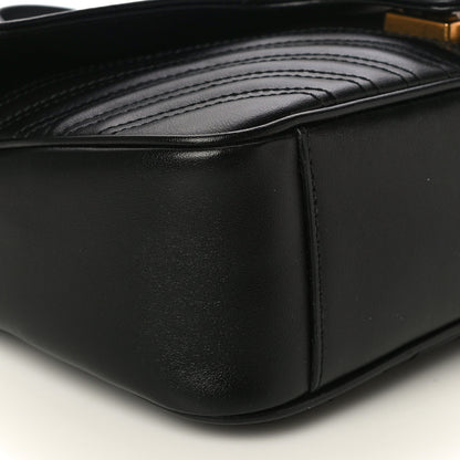Gucci Calfskin Matelasse Small GG Marmont Shoulder Bag Black 10 of 11