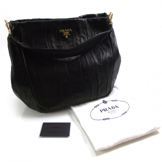 Prada Nappa Stripes Shoulder Bag Black 3 of 11