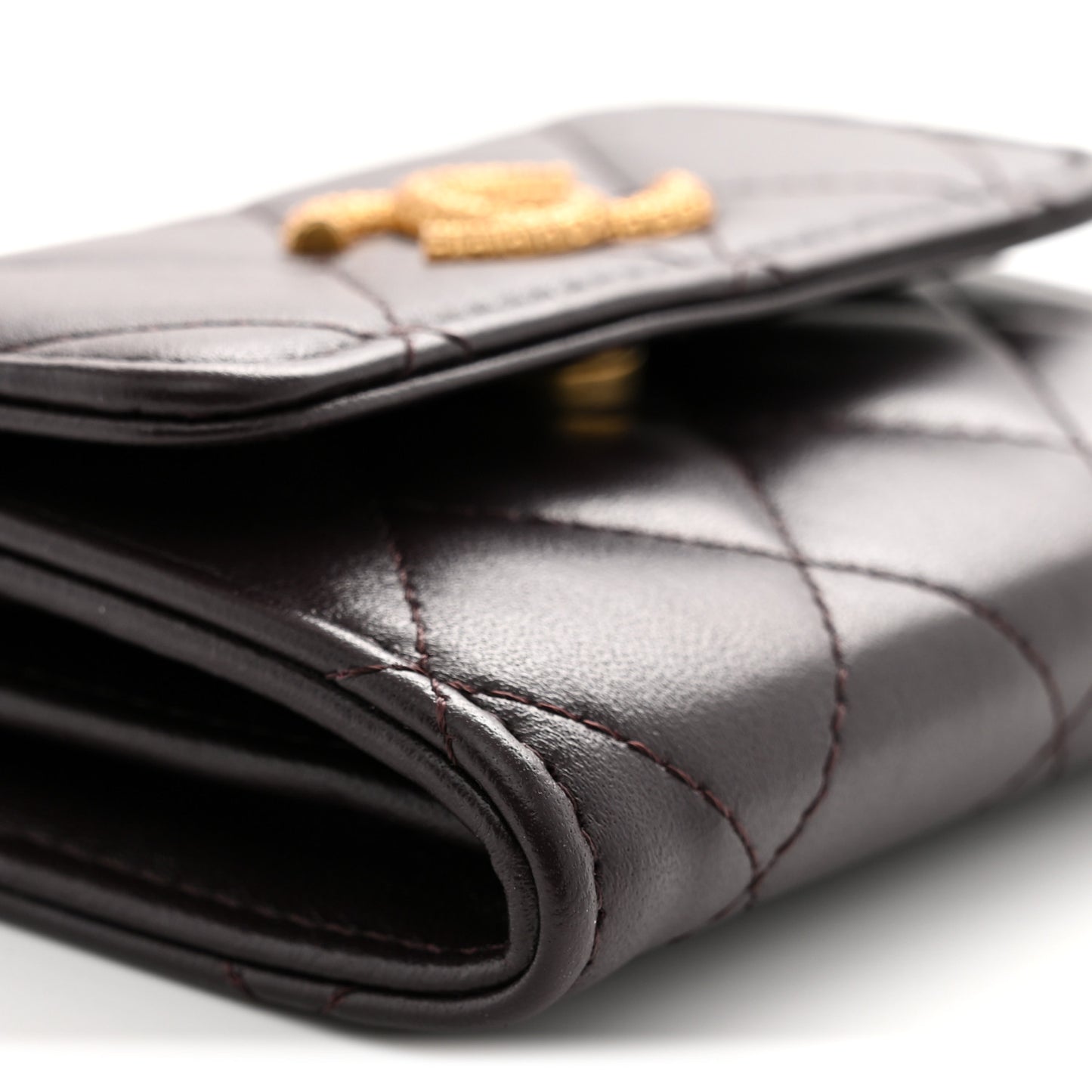 Lambskin Quilted Studded CC Clutch With Chain Dark Purple